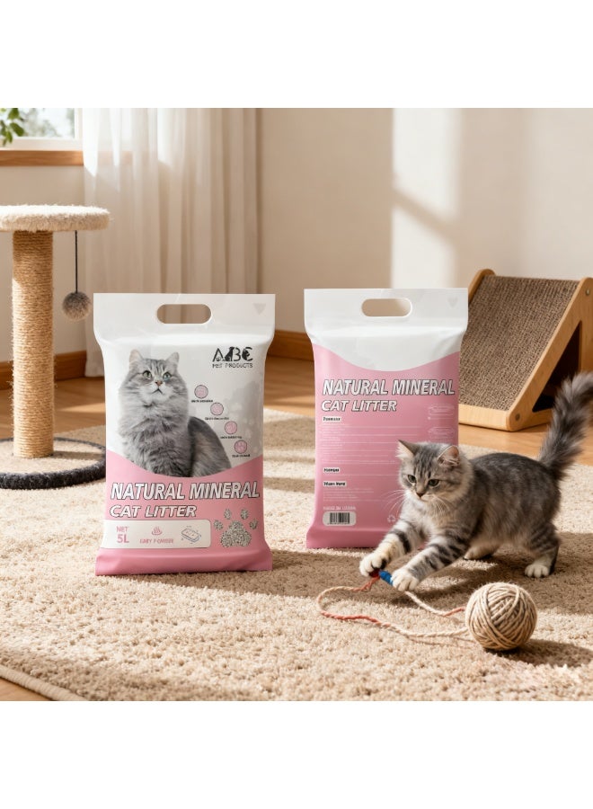 5 لتر/4 كجم مادة التربة الطينية القاعدية على الصوديوم الطبيعية لملء ملاط القطط، عطر مسحوق الأطفال - Image 2